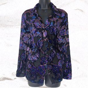 Vintage Velvet on Mesh Blouse - Sag Harbor - Plus Size